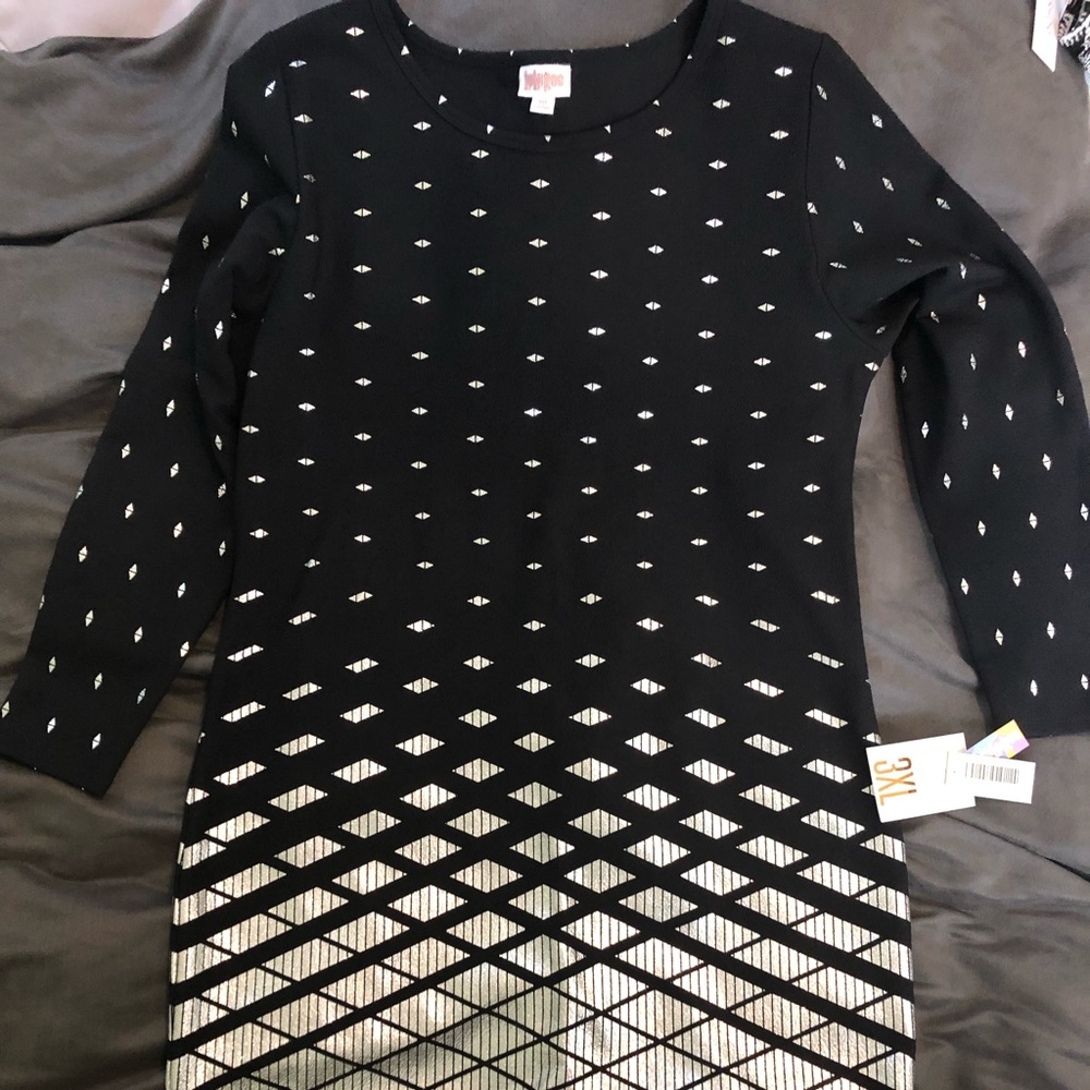 LuLaRoe Debbie 3XL Black and Silver